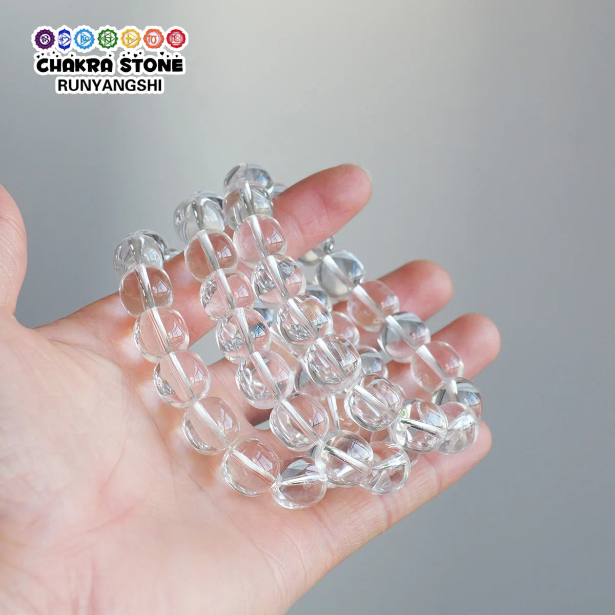 Natural Crystal Clear Quartz Round Bead Elastic Cord Adjustable Comfortable Party Friends Family Christmas Gift