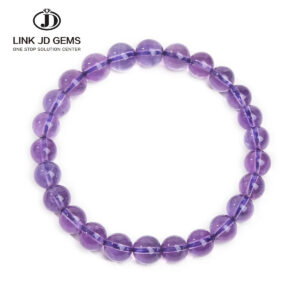 JD Geniune Amethyst Natural Crystal Bead Bracelet for Women Pulsera Quartz Bracelet Handmade Healing Stone Yoga Jewelry Female