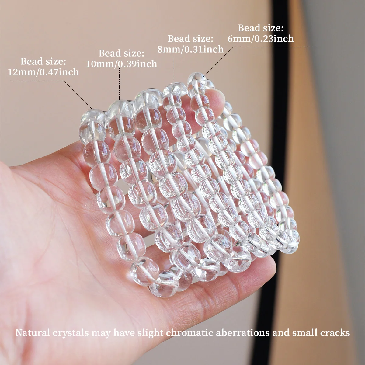 Natural Crystal Clear Quartz Round Bead Elastic Cord Adjustable Comfortable Party Friends Family Christmas Gift - Image 5