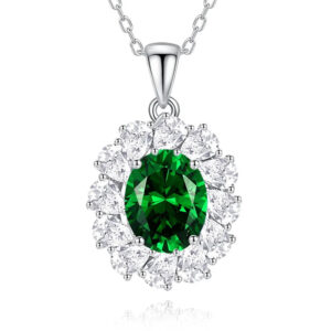 S925 Sterling Silver 8A Emerald Color Diamond Topaz Citrine Necklace Women's Clavicle Chain