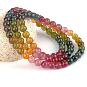 Natural 4A Candy Colorful Tourmaline Round Beads Bracelet Necklace Represents passion,receiving blessings ,Fine Jewelry