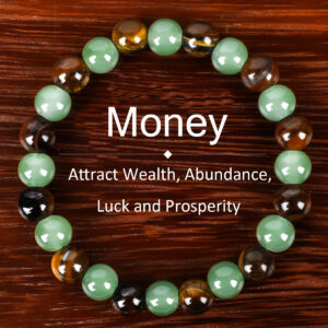 1pc Money Attraction Bracelet with Green Aventurine & Tiger Eye – Colorblock Beaded Crystal Jewelry, Protection & Encouragement Gift, Fashion Friendship Bracelet